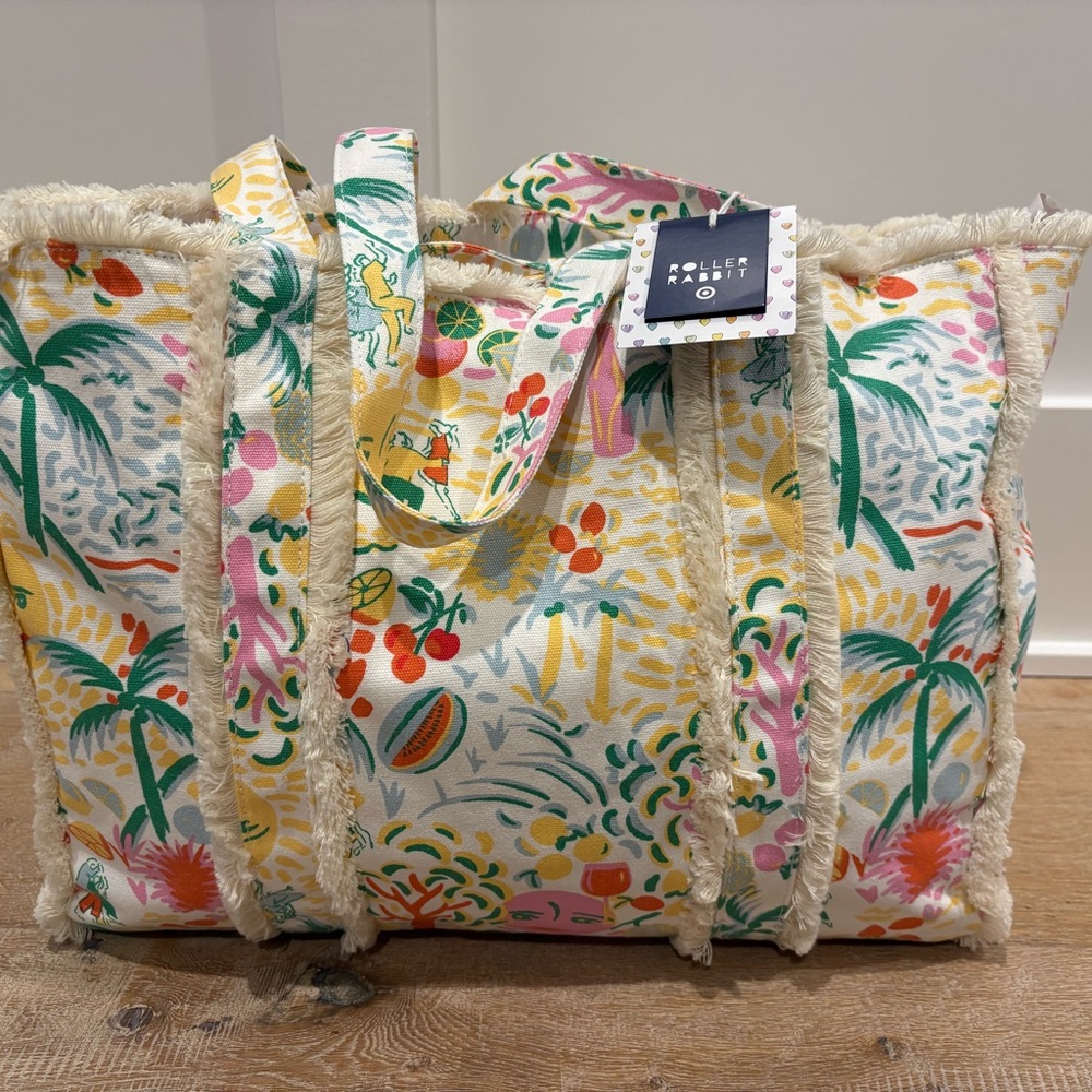 Vacation Fringe Canvas Tote Bag Yellow/ Green -Roller Rabbit x Target *viral